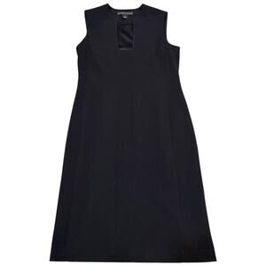 Ralph Lauren Black Label Wool Sheath Dress Square Notch Neck Black Size 10